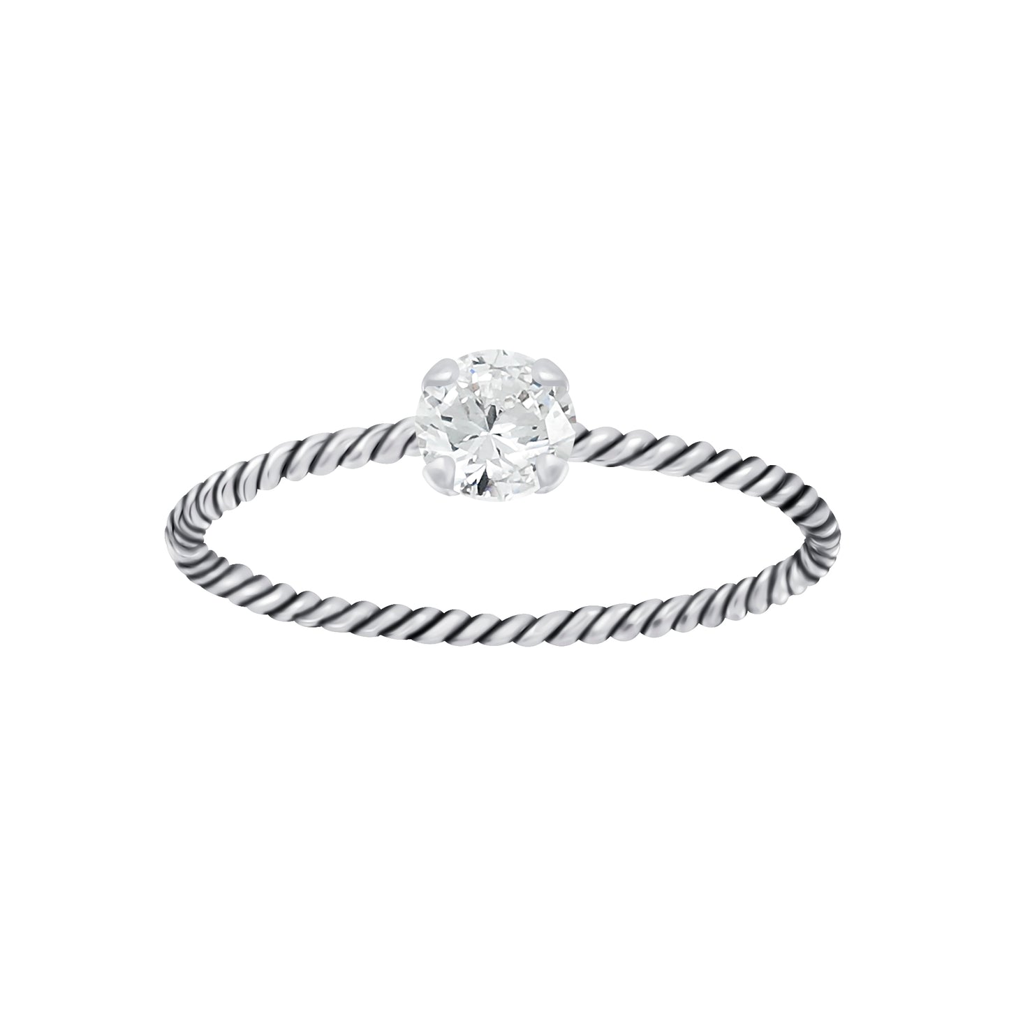 Twisted Band Solitaire Ring