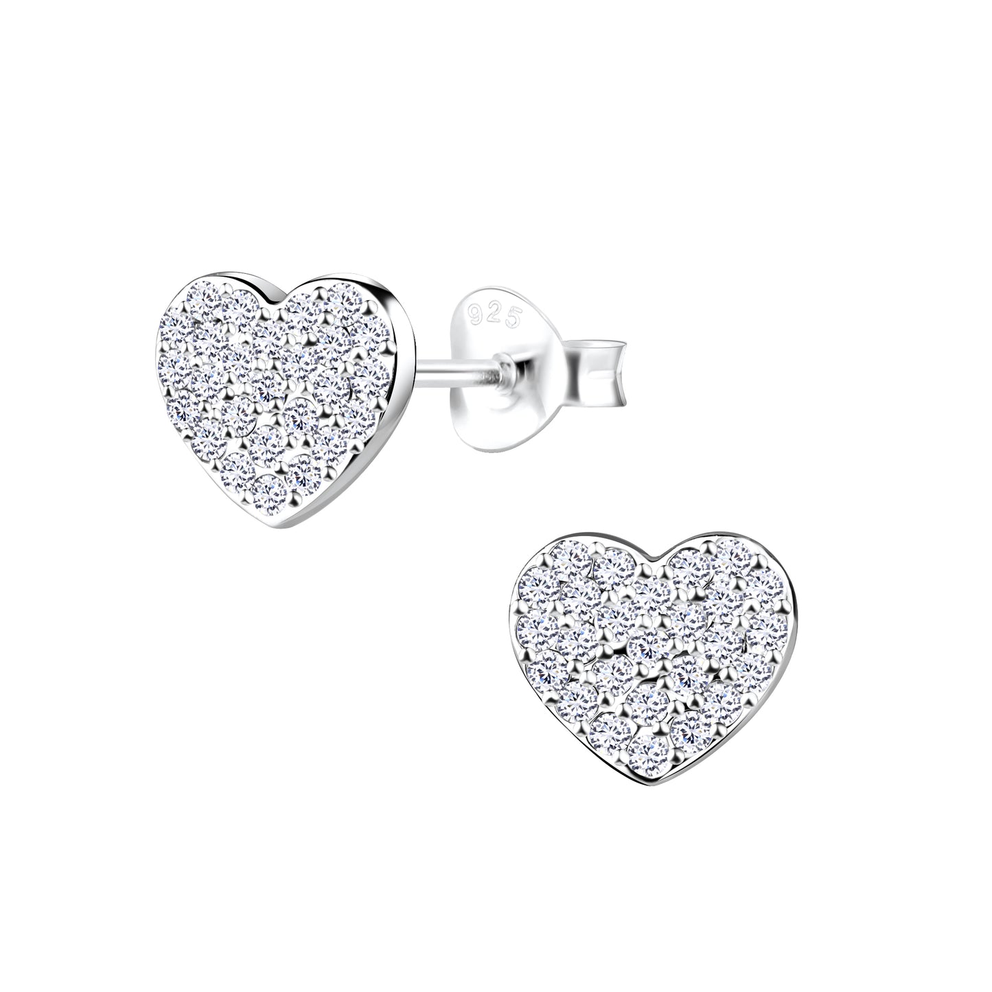 Silver Heart Stud Earrings