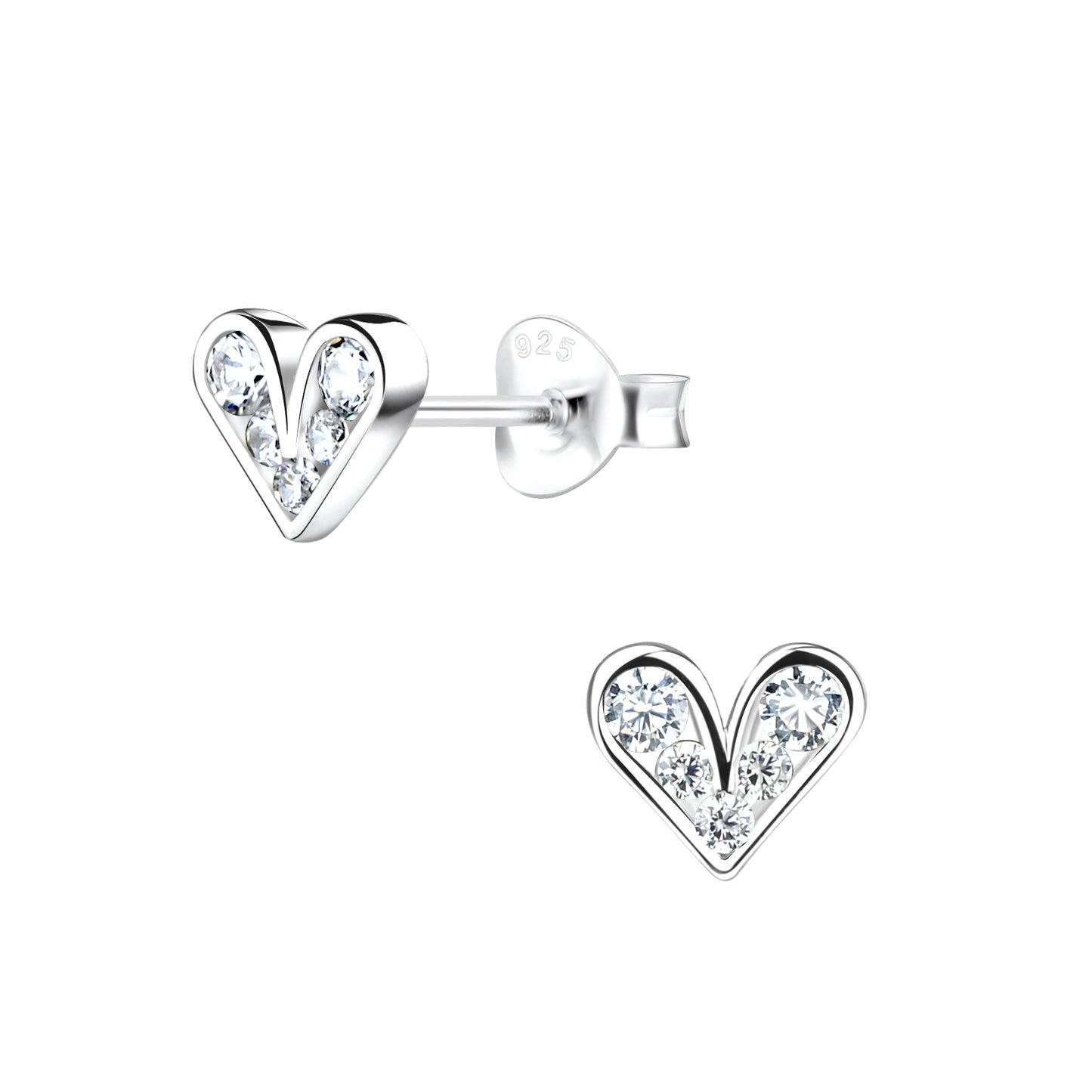 Silver Heart Stud Earrings