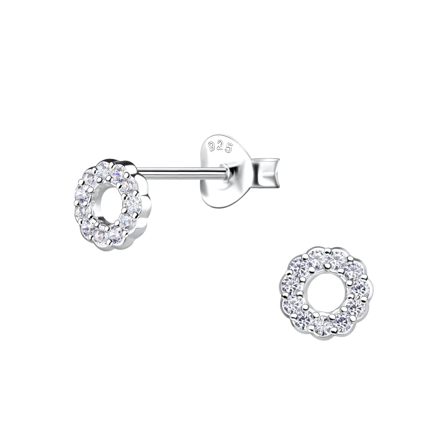 Silver Round Stud Earrings