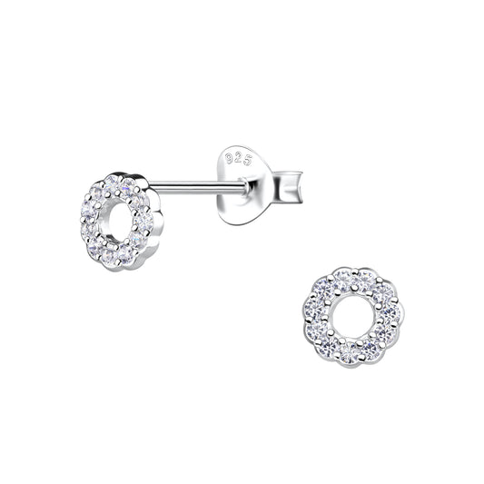 Silver Round Stud Earrings