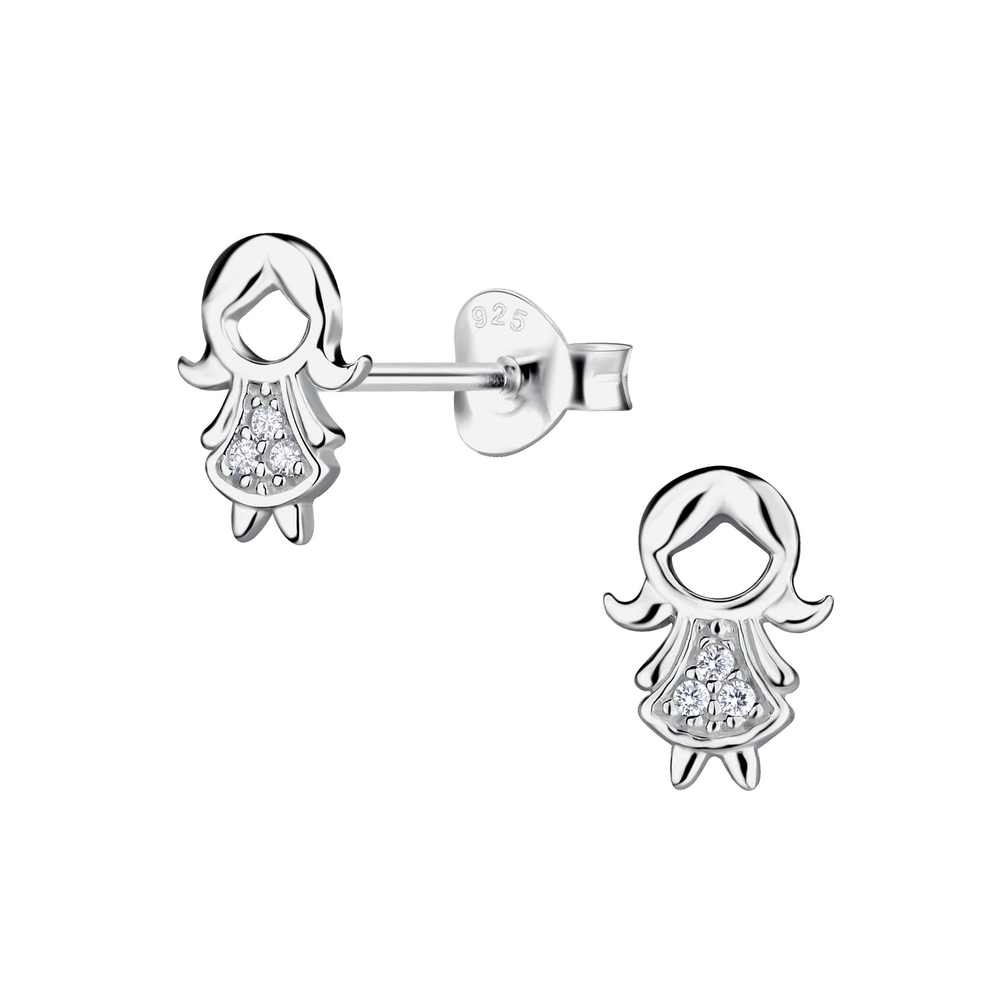 Silver Girl Stud Earrings