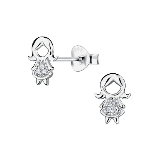 Silver Girl Stud Earrings