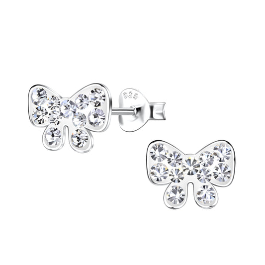 Girl Bow Earrings - CRYSTAL