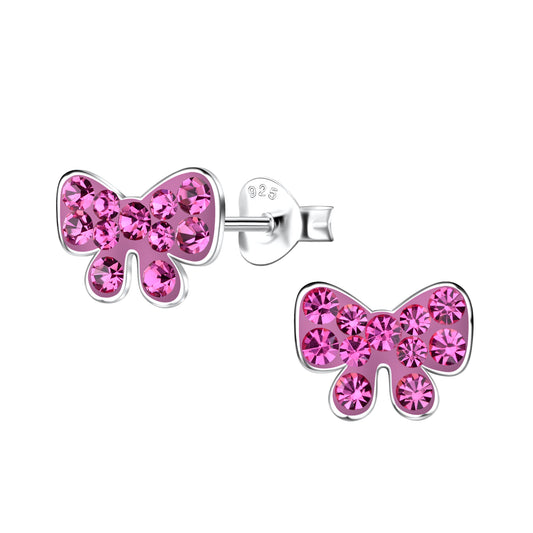 Girl Bow Earrings - PINK