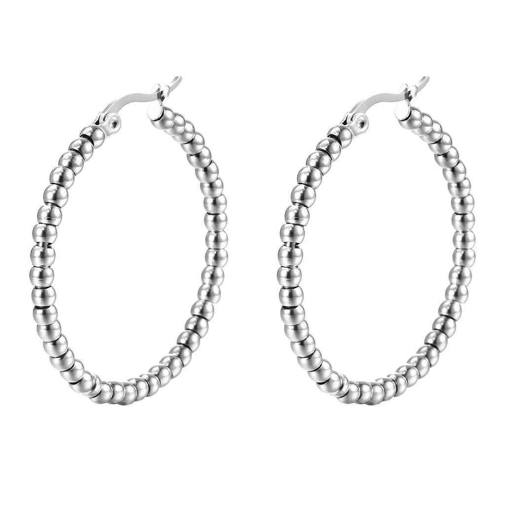 Beaded Hoop Stainless Steel Earring
