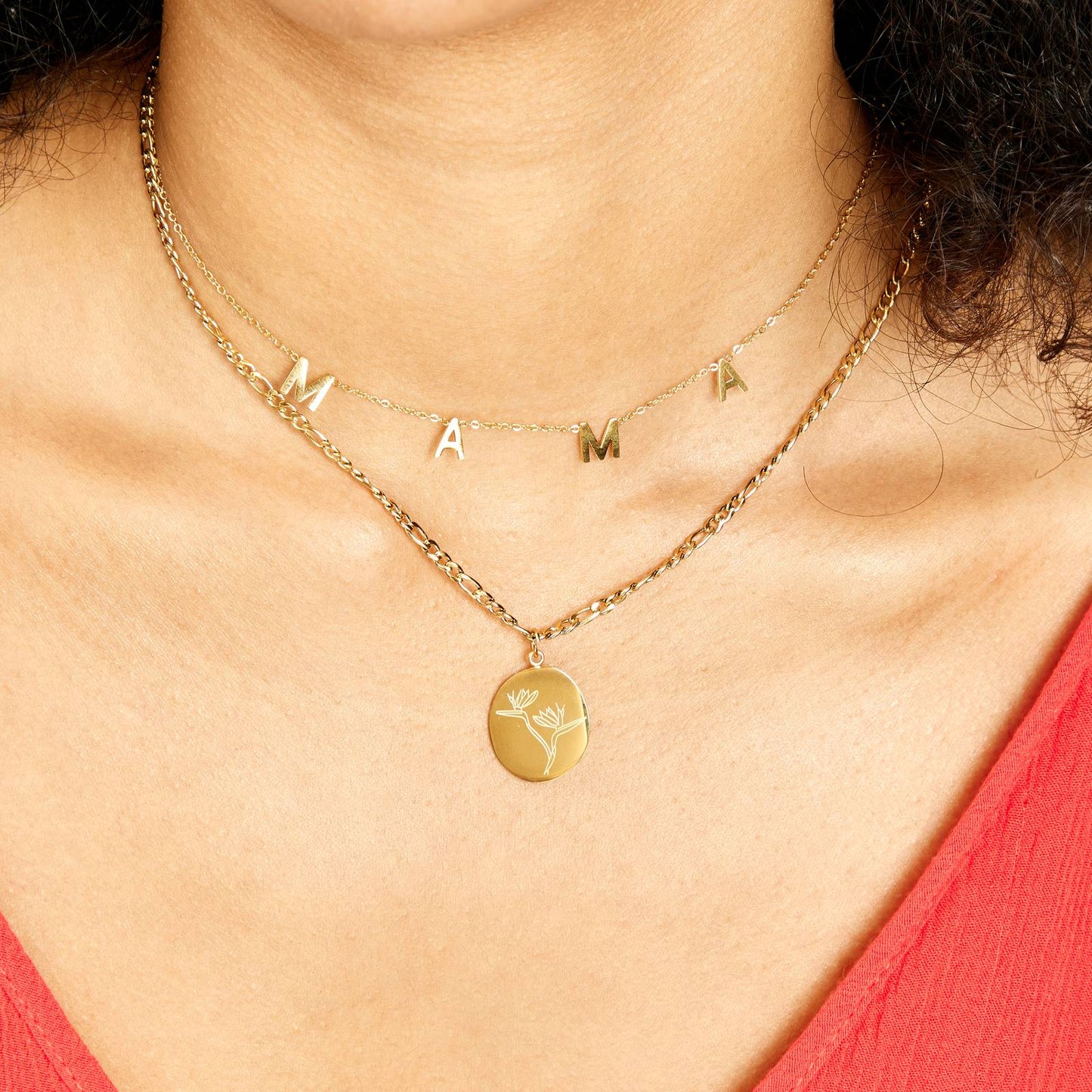 18K GOLD PLATED STAINLESS STEEL "MAMA"" NECKLACE