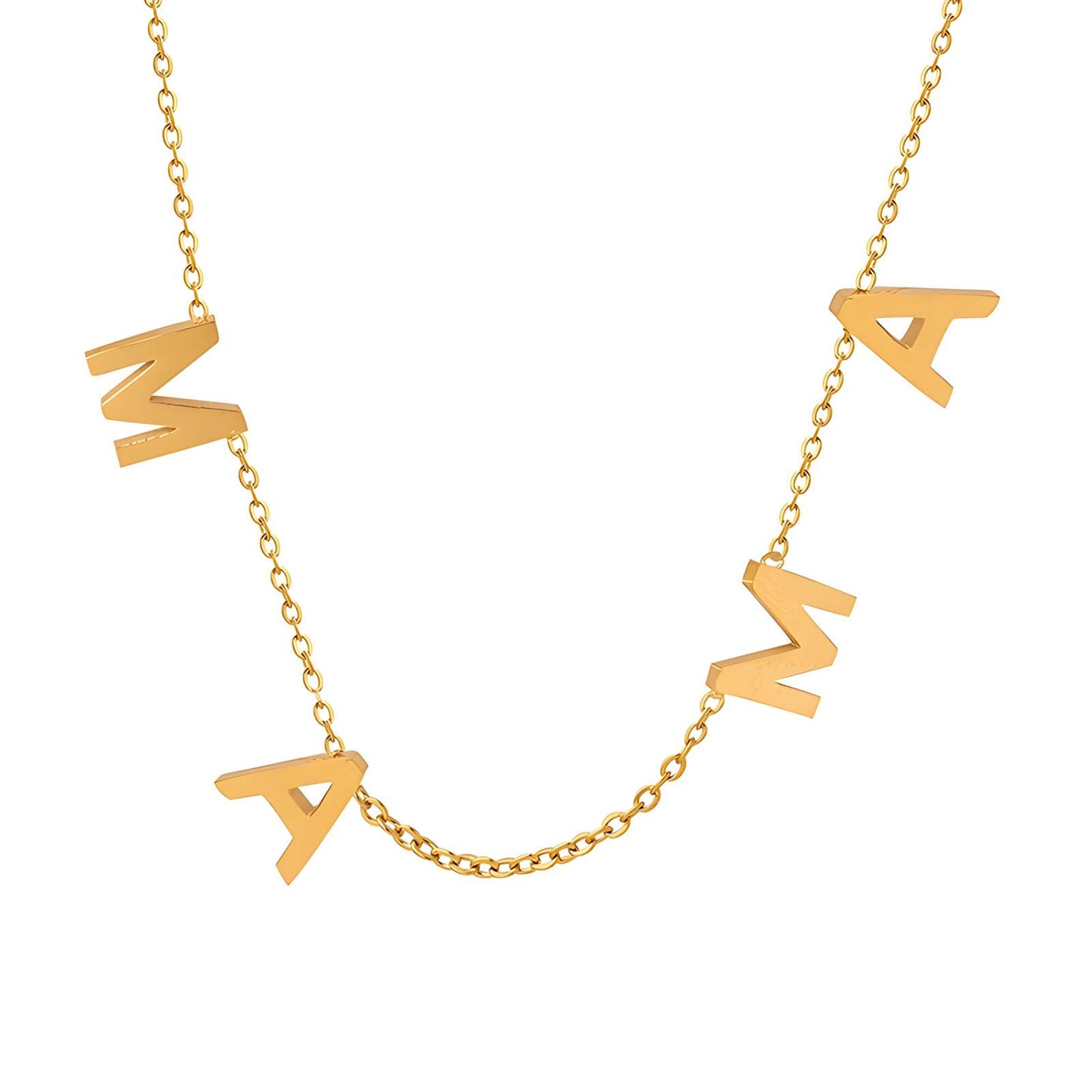 18K GOLD PLATED STAINLESS STEEL "MAMA"" NECKLACE