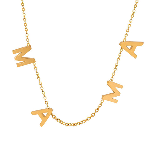 18K GOLD PLATED STAINLESS STEEL "MAMA"" NECKLACE