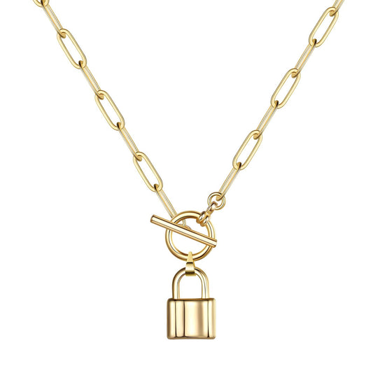 18K GOLD PLATED STAINLESS STEEL "LOCK" NECKLACE