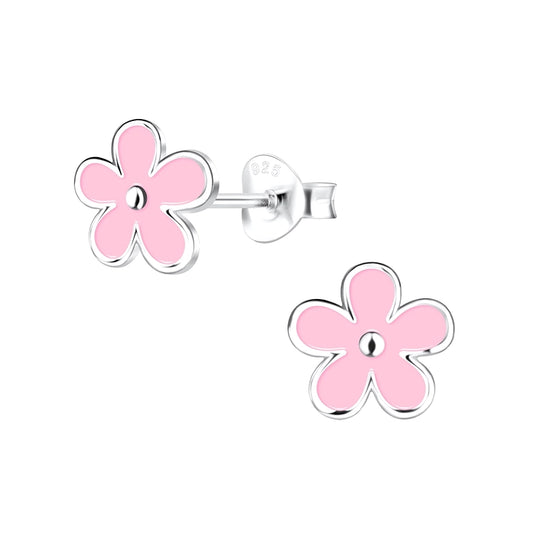 Girl's Pink Flower Earrings