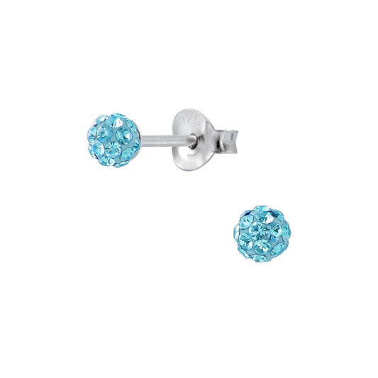 Silver 4mm Crystal Ball Stud Earrings