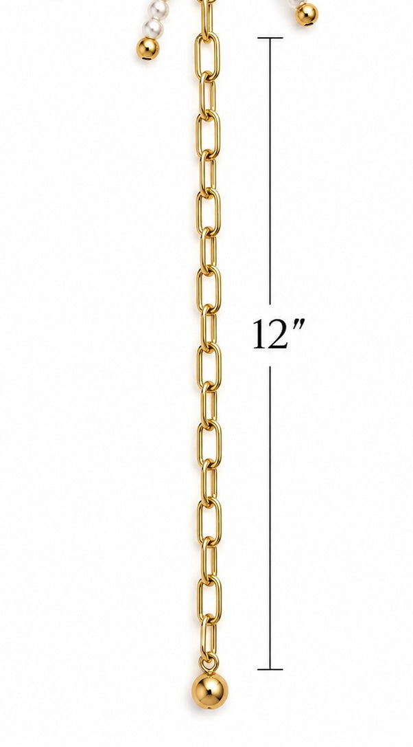 Pearl Bow Stainless Steel Gold Plated Necklace
