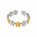 Two-Tone Flower Stainless Steel Ring