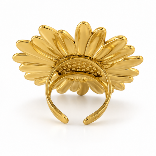 Daisy Flower PVD Gold-Plated Stainless Steel Ring