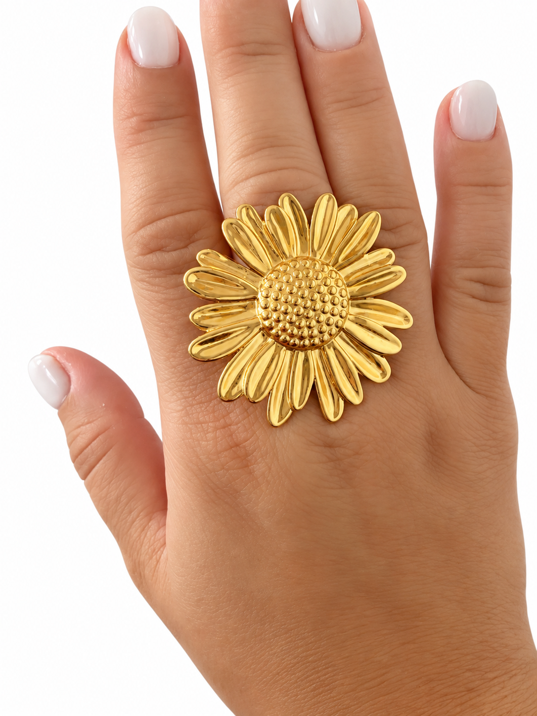 Daisy Flower PVD Gold-Plated Stainless Steel Ring