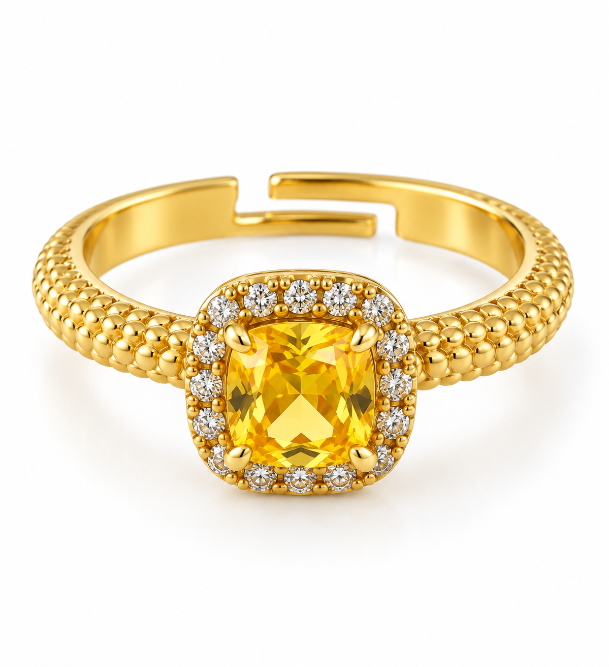Gold-Plated Brass Crystal Ring