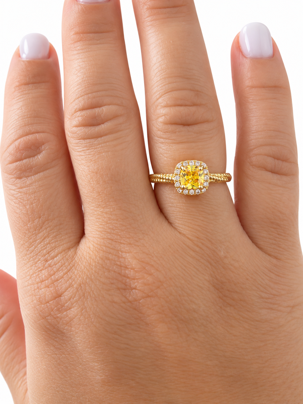 Gold-Plated Brass Crystal Ring