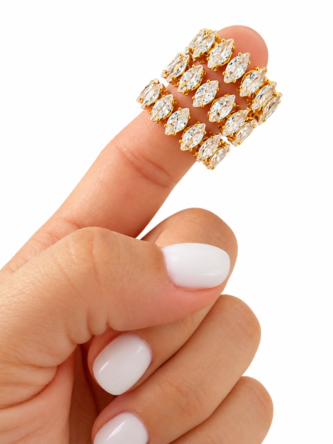 Zirconia Gold-Plated Stainless Steel Ring