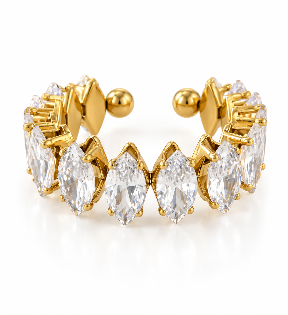 Zirconia Gold-Plated Stainless Steel Ring