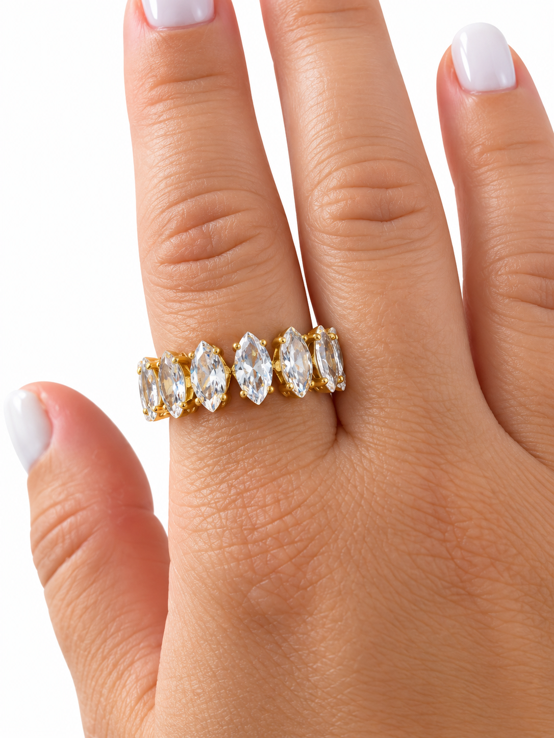 Zirconia Gold-Plated Stainless Steel Ring