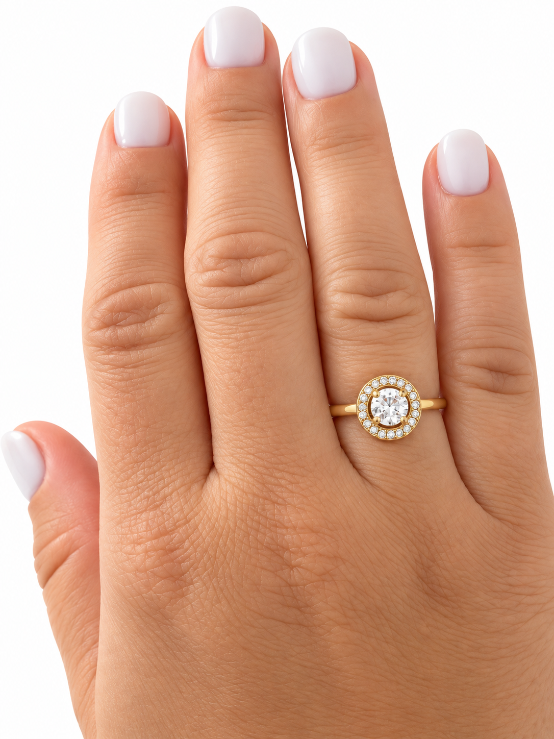 Round Zirconia Gold-Plated Stainless Steel Ring