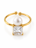 Pearl & Zirconia Stainless Steel Ring