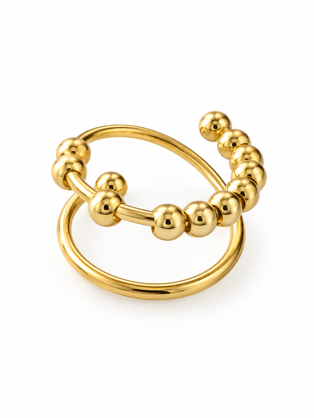 Beads Gold-Plated Stainless Steel Ring