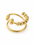 Beads Gold-Plated Stainless Steel Ring