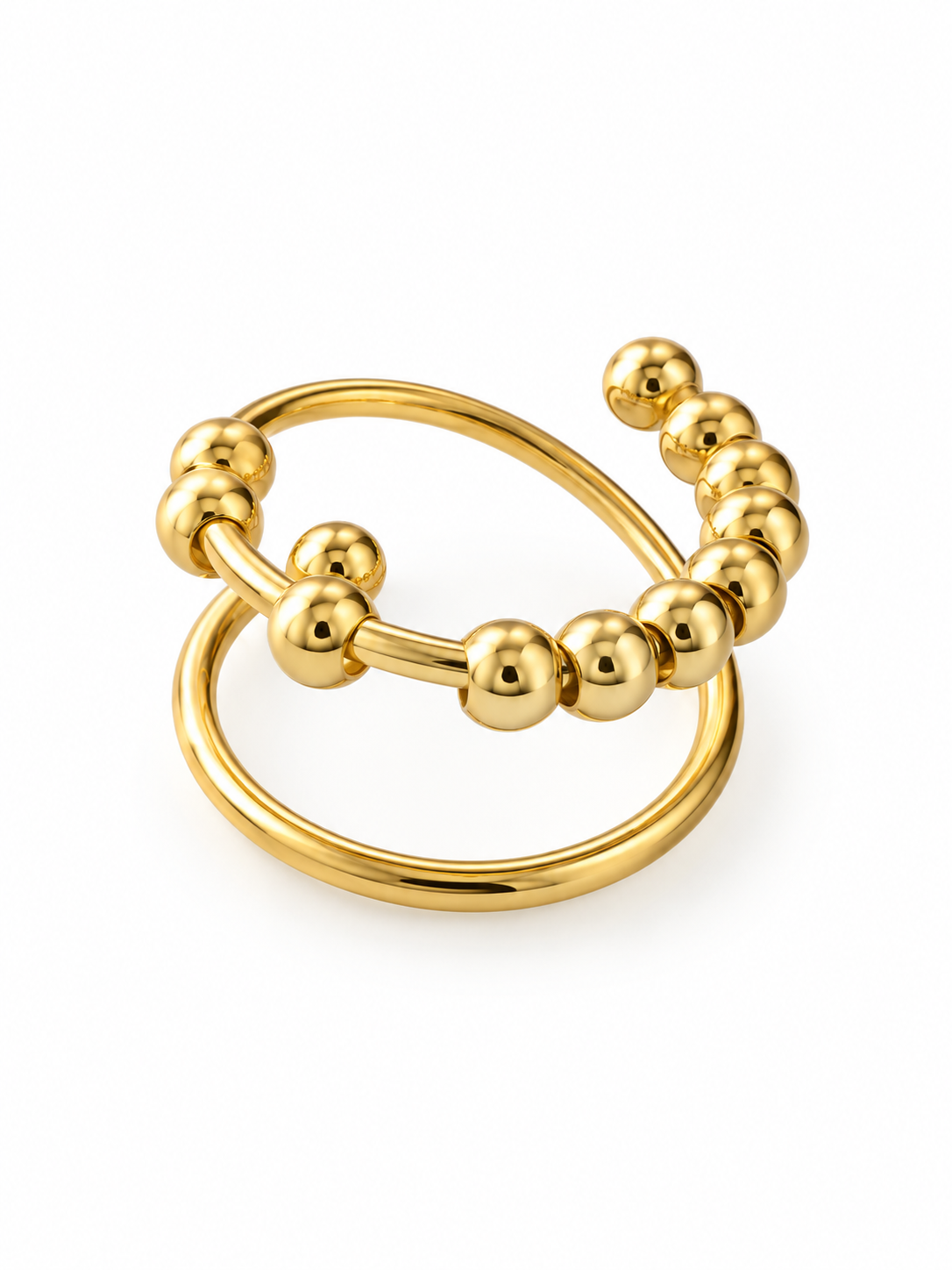 Beads Gold-Plated Stainless Steel Ring
