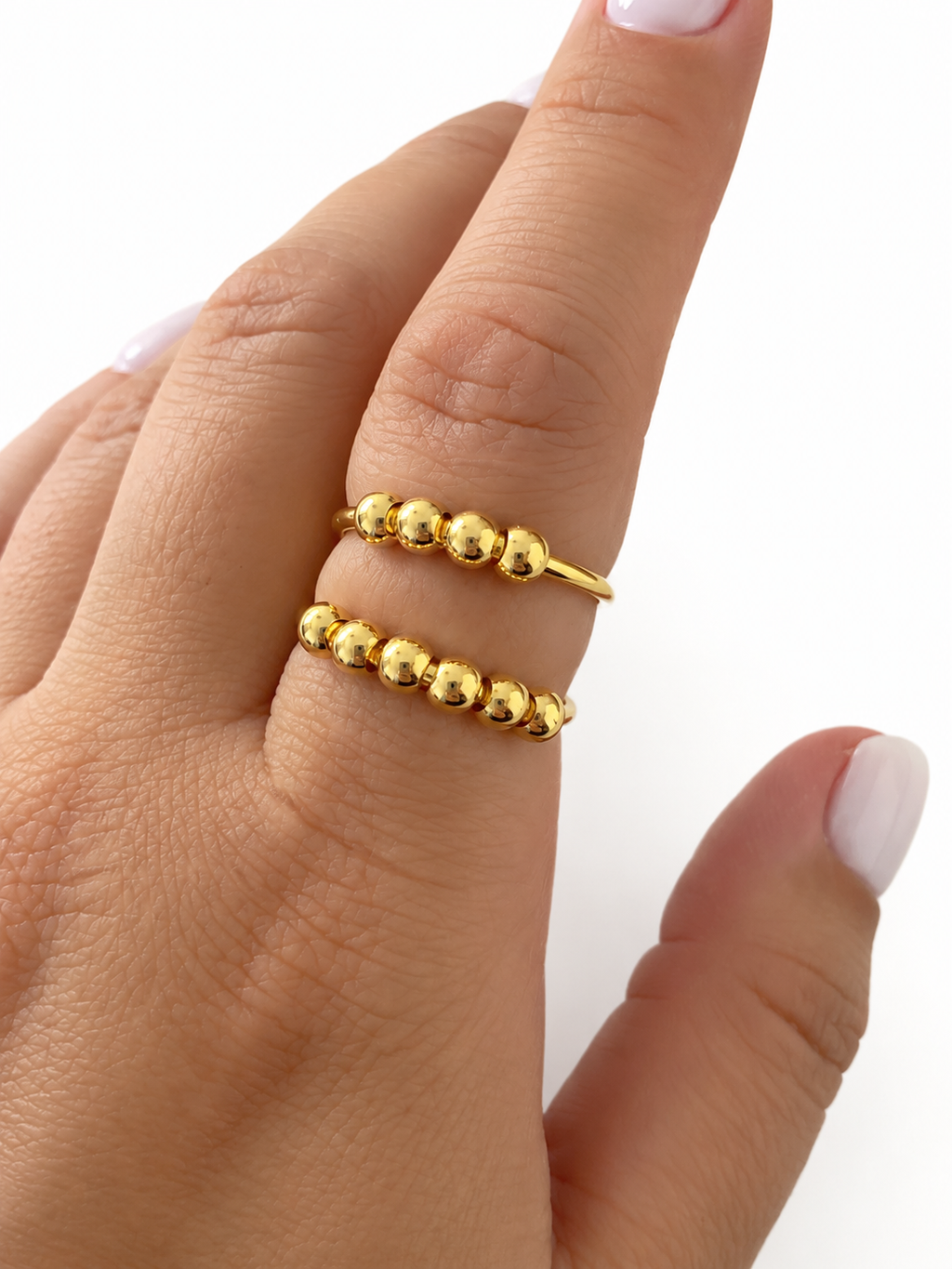 Beads Gold-Plated Stainless Steel Ring