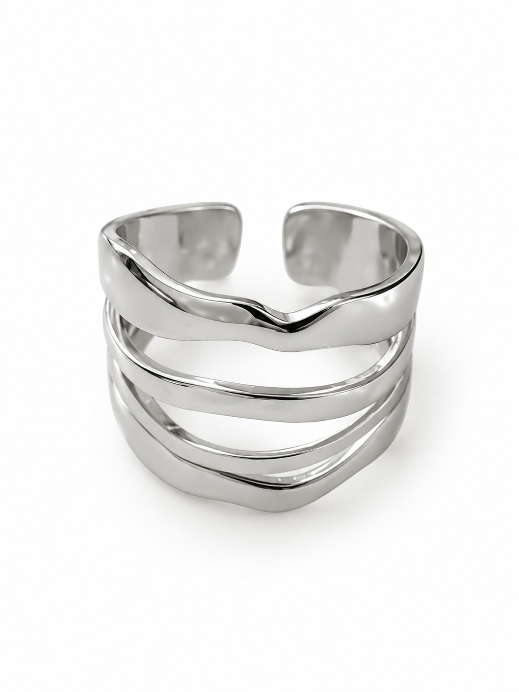 Wavy Open Stainless Steel Ring