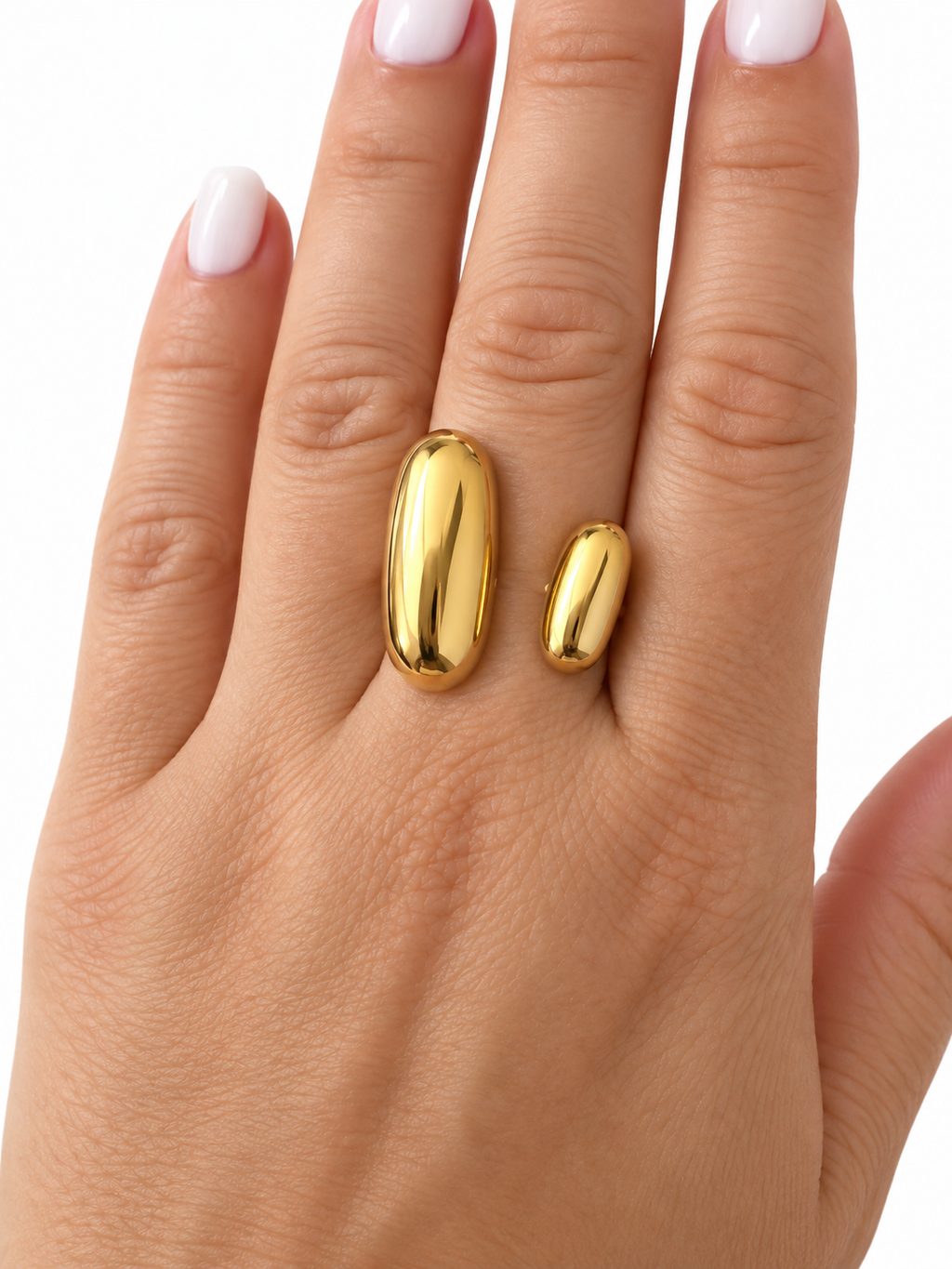 Double Pebble PVD Gold-Plated Stainless Steel Ring