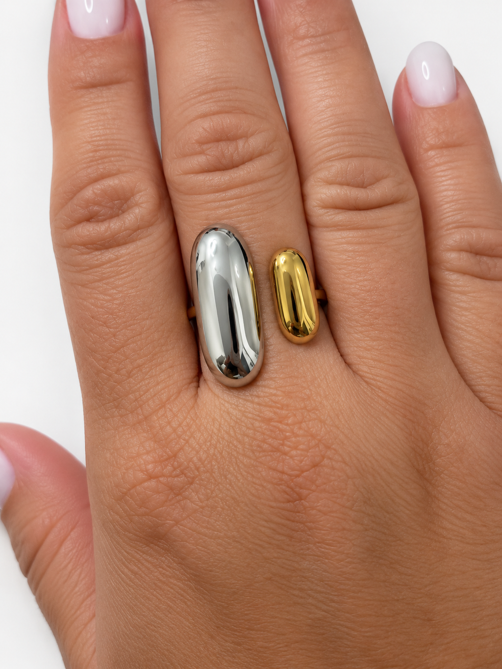 Two-Tone Pebble Stainless Steel Ring