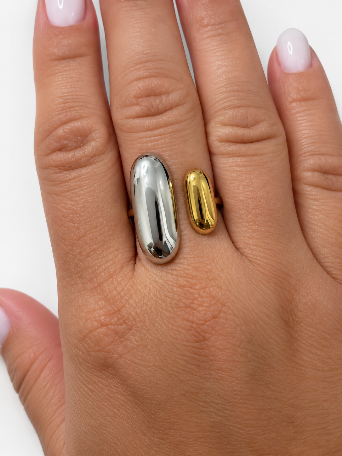 Two-Tone Pebble Stainless Steel Ring