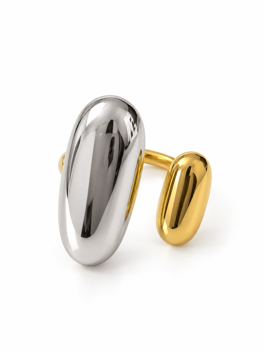 Two-Tone Pebble Stainless Steel Ring
