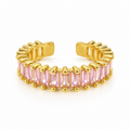 Pink Zirconia Stainless Steel Ring