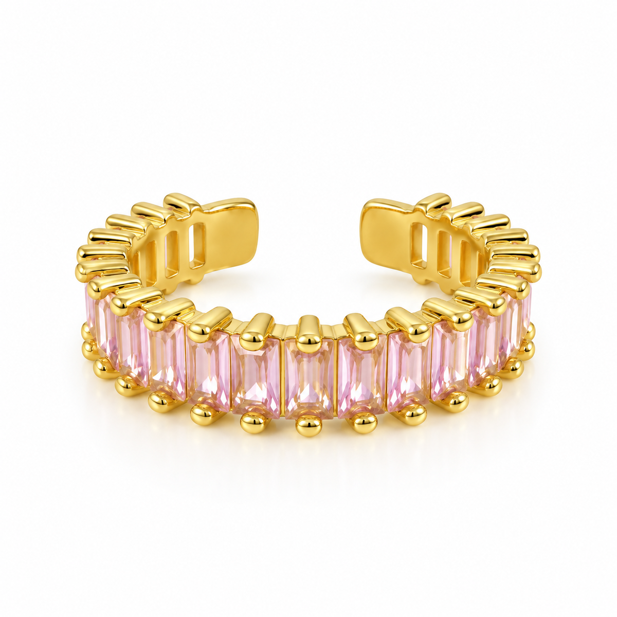 Pink Zirconia Stainless Steel Ring