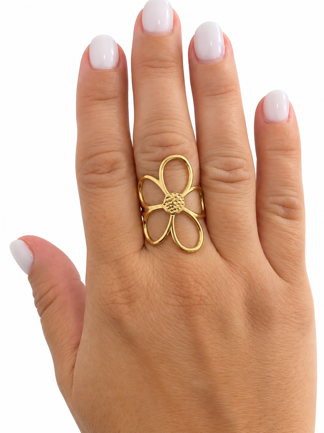 Gold Flower 18K Gold-Plated Stainless Steel Ring