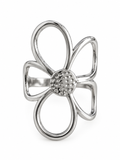 Silver Flower Open Stainless Steel Ring