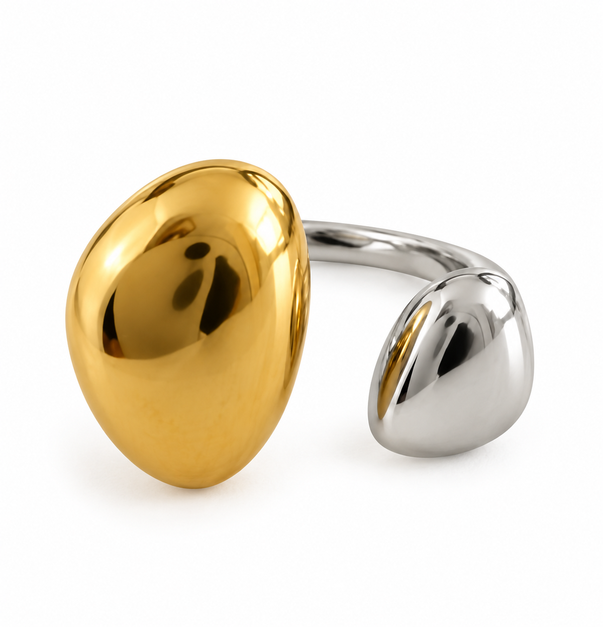 Two Tone Stone Stainless Steel Ring