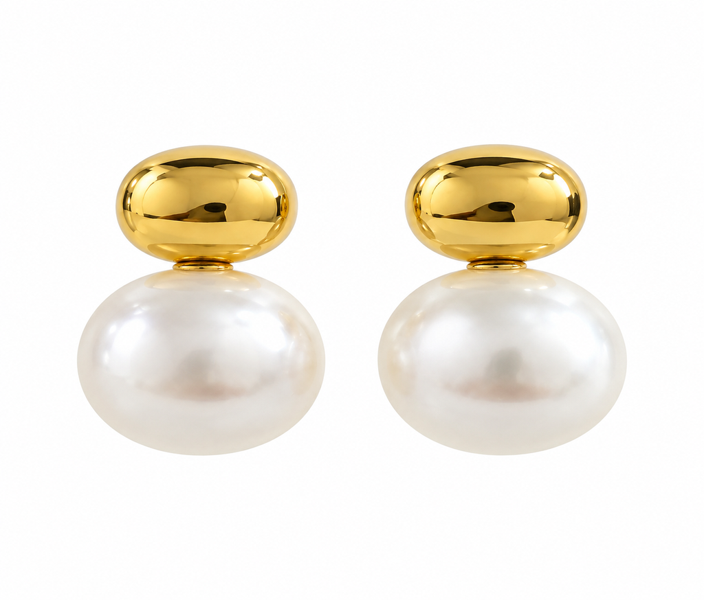 Gold Pearl Stud Earrings