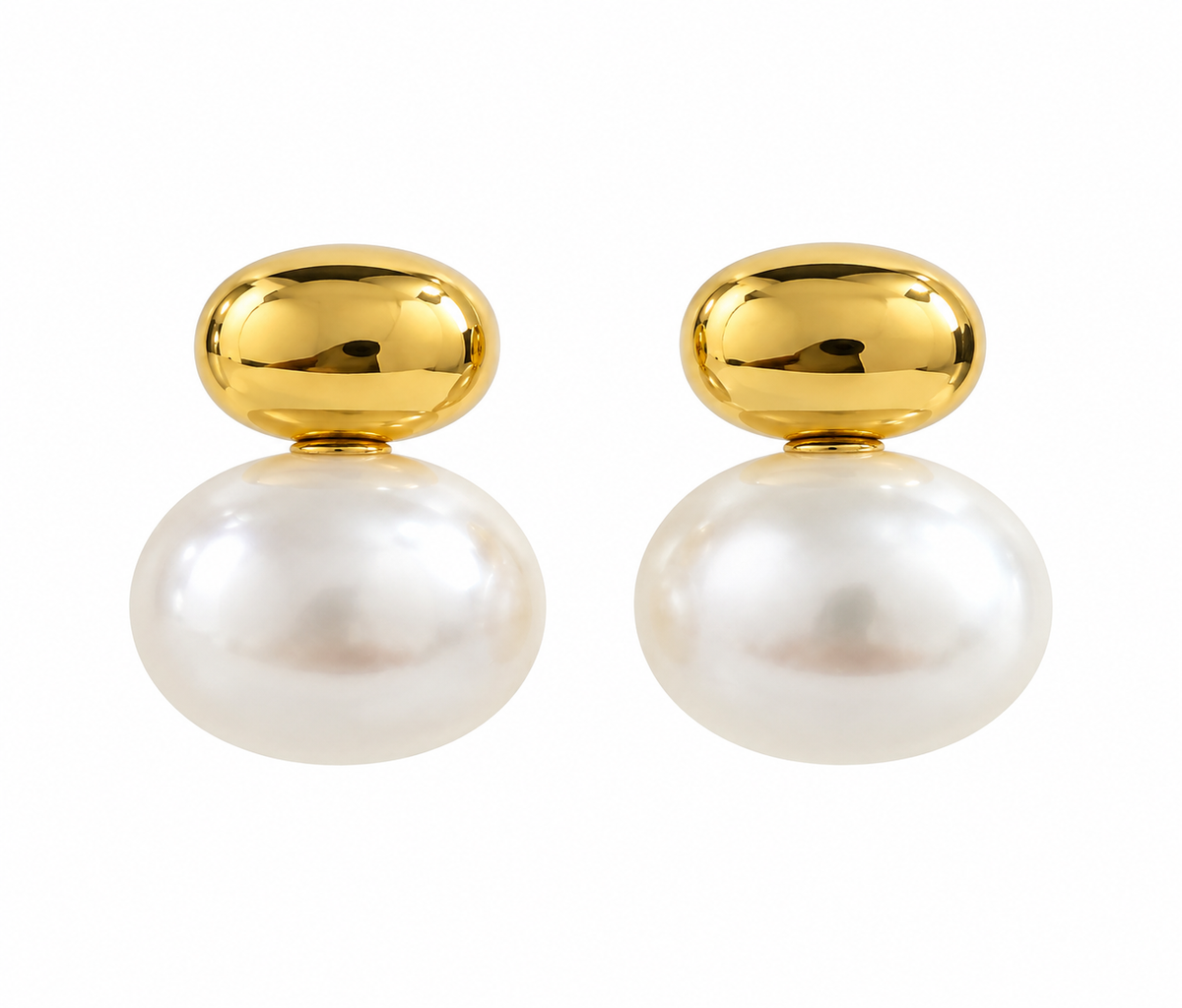 Gold Pearl Stud Earrings