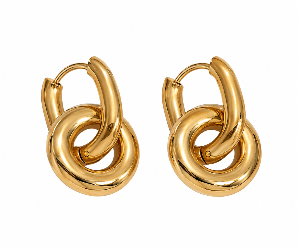 Geometric Gold-Plated Stud Earrings