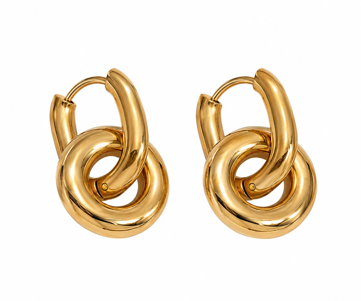 Geometric Gold-Plated Stud Earrings