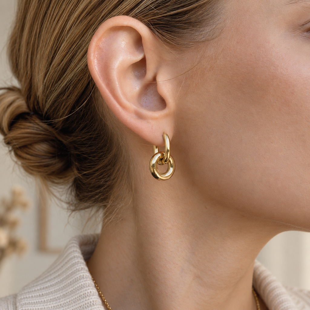 Geometric Gold-Plated Stud Earrings