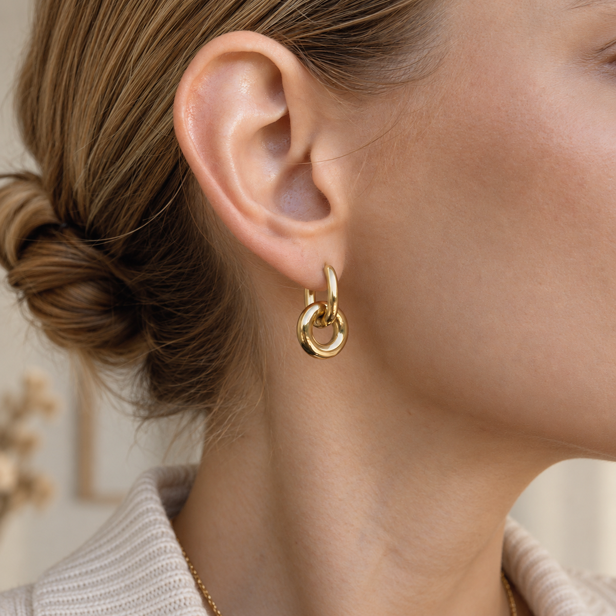 Geometric Gold-Plated Stud Earrings