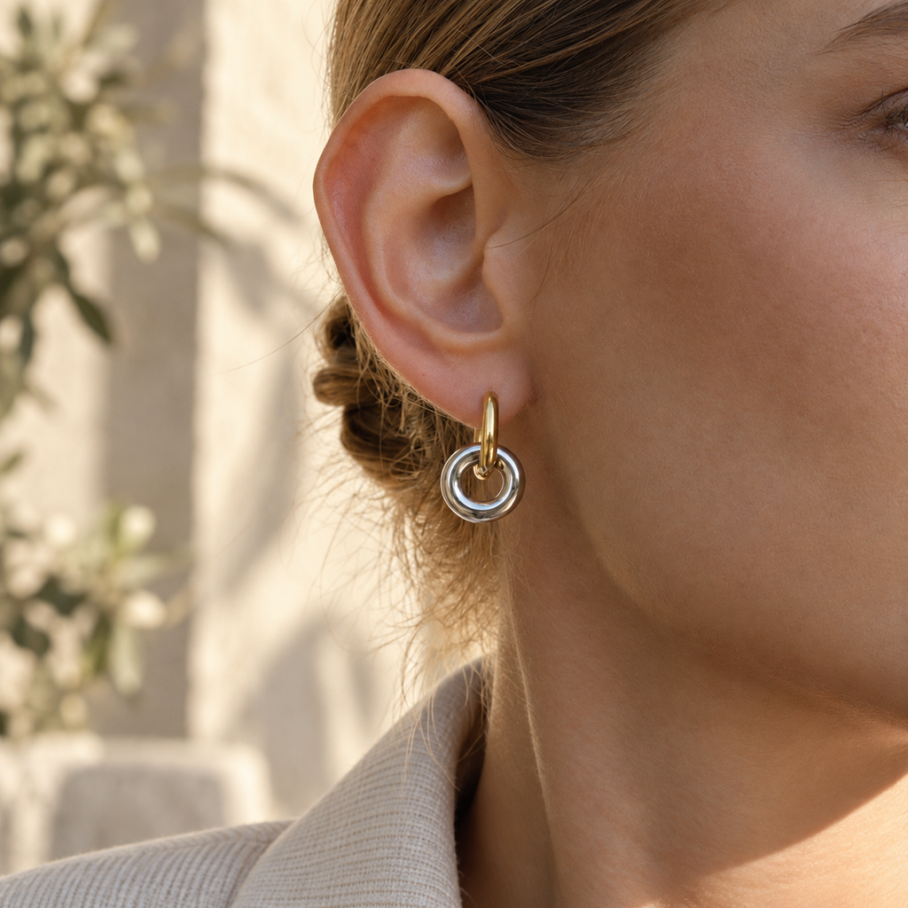 Two Tone Gold-Plated Stud Earrings