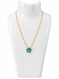 Blue Flower Stainless Steel Gold Plated Necklace