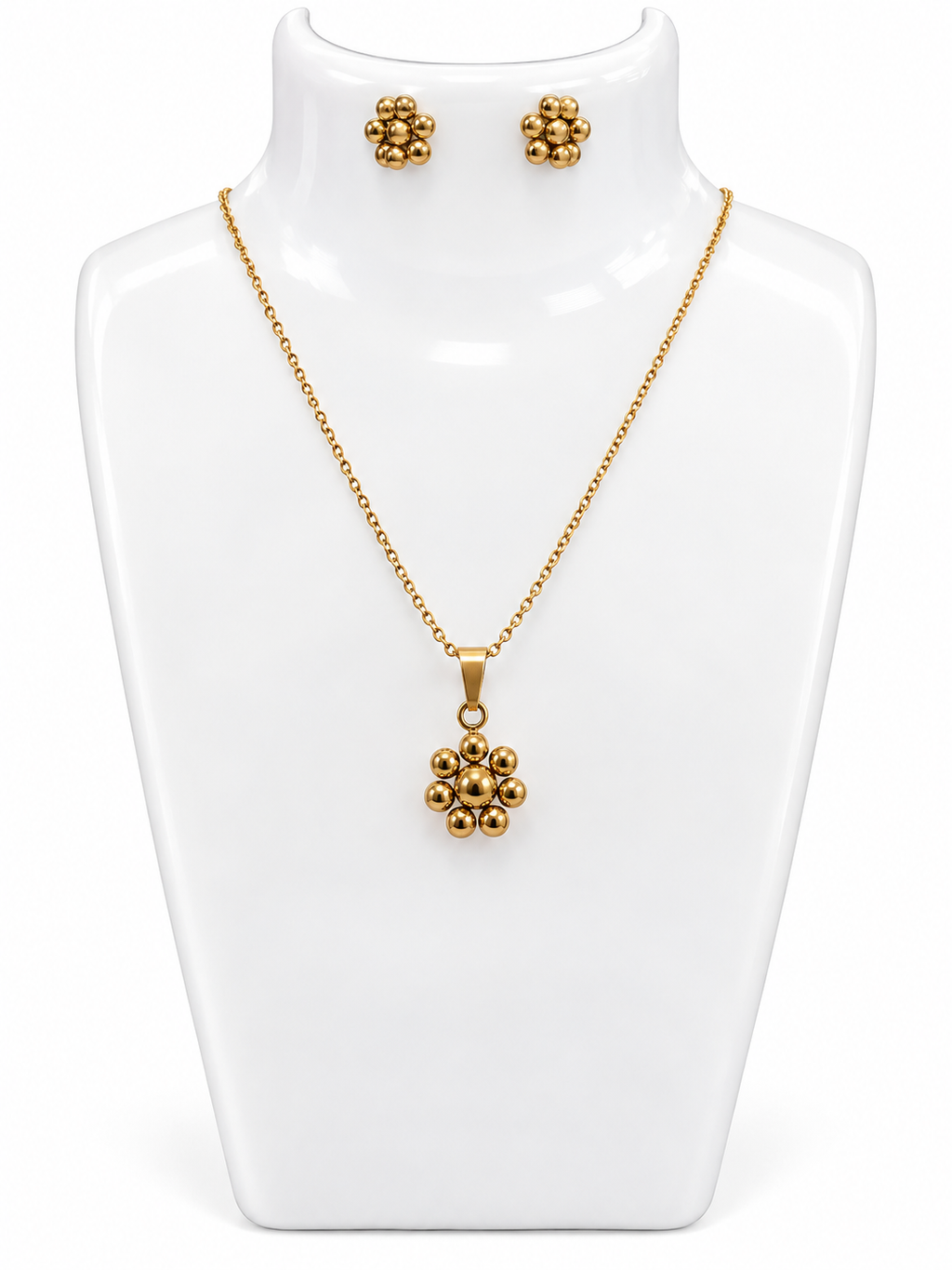 Beads Gold Plated Stainless Steel Earrings and Necklace Set